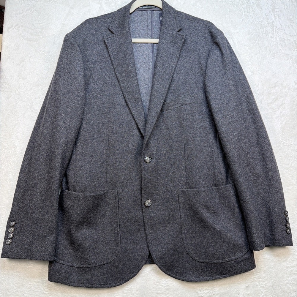 Hart Schaffner Marx Sport Coat Blazer Gray Knit Wool Cashmere Mens‎ Medium